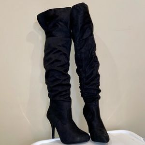 New Black Over The Knee Stiletto Boot